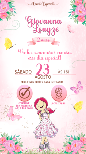 Convite Interativo Boneca Mel