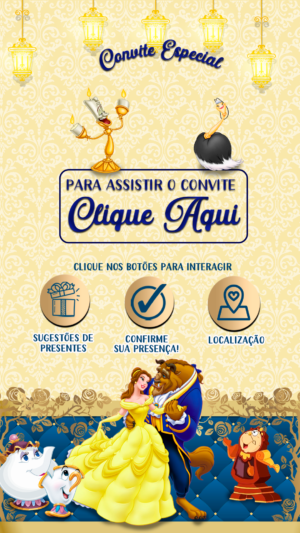 Convite Interativo e Animado Princesa Bela e a Fera