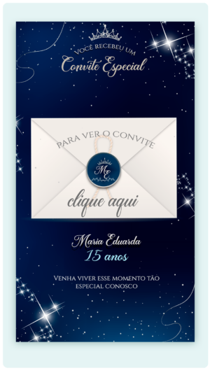 Convite Interativo 15 anos Azul Marinho