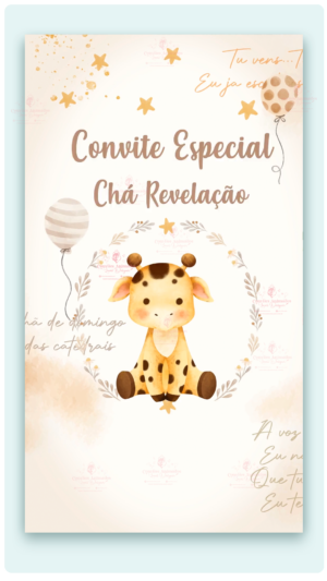 Convite Animado Chá Revelação das Girafas!