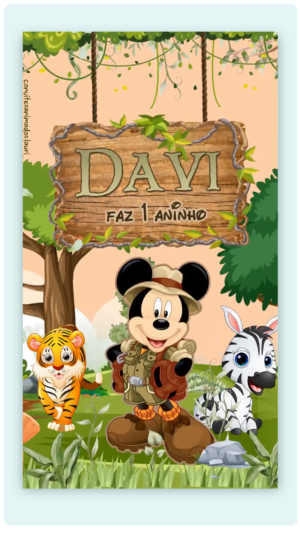 Convite Animado Safari do Mickey