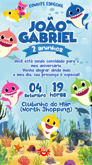 Convite Digital Baby Shark Azul