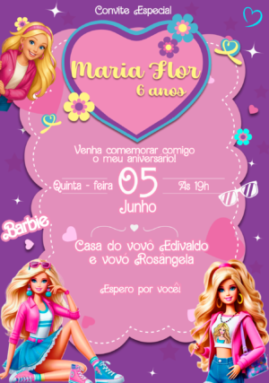 Convite Digital Barbie Fashion