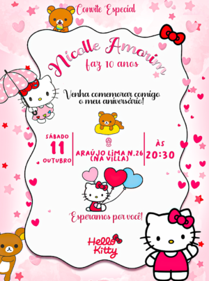 Convite Digital Hello Kitty