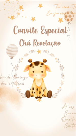 Convite Animado Chá Revelação das Girafas!