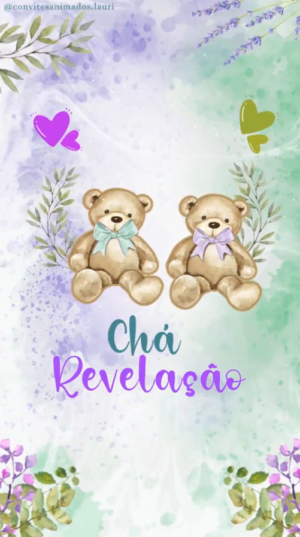 Convite Animado Chá Revelação Ursinhos 02
