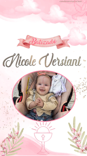 Convite Animado Batizado Rosa