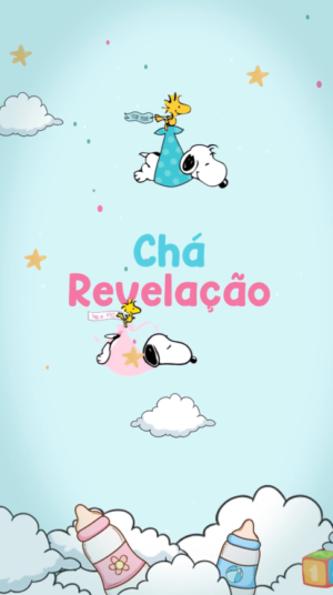 Convite Animado Chá Revelção Snoopy & Charlie