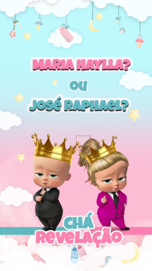 Convite Animado Chá Revelação Poderoso Chefinho