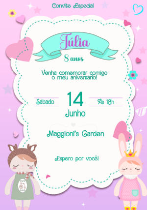 Convite Digital Bonecas Metoo