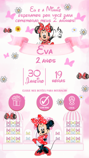 Convite Interativo Minnie Loja de Laços