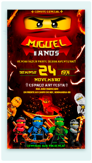 Convite Digital NinjaGo