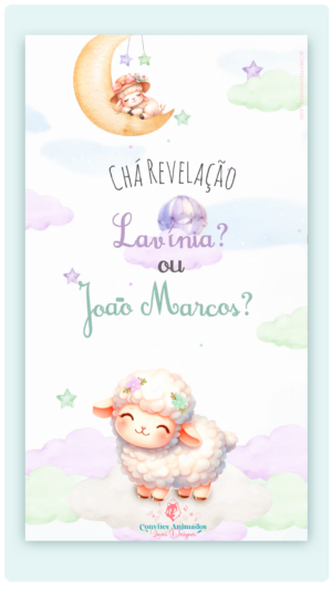 Convite Animado Chá Revelação das Ovelhinhas