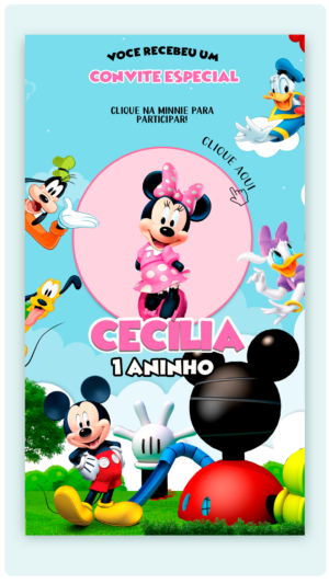 Convite Animado e Interativo Turma da Minnie (com capa e botões clicáveis)