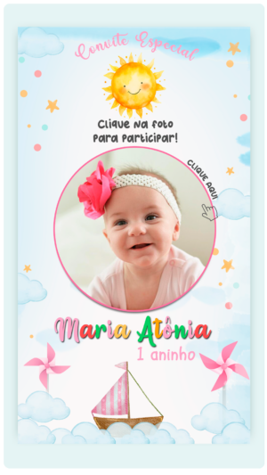 Convite Interativo e Animado 365 dias de Sorrisos Versão Rosa (com botões clicaveis)