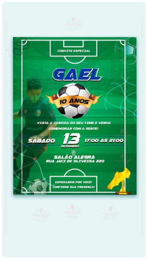 Convite Digital Futebol Verde e Branco