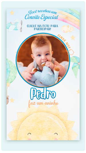 Convite Animado 365 dias/ Volta ao sol versão azul (com botões e capa pdf)