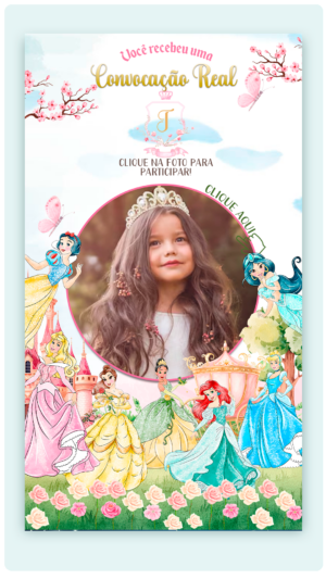 Convite Interativo e Animado Reino Encantado das Princesas Disney (com botões clicaveis)
