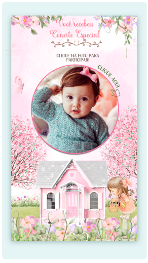 Convite Animado e interativo Casa de Bonecas (com botões clicáveis e capa pdf)