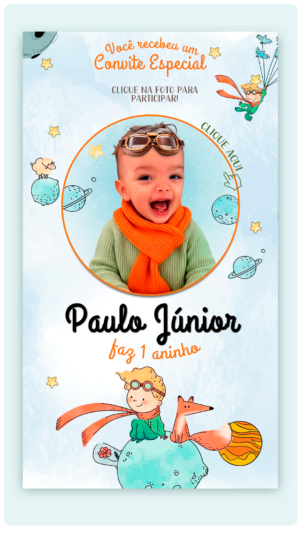 Convite Interativo e Animado Pequeno Príncipe Aquarela  (com capa em pdf e botões clicavéis)