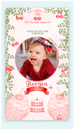 Convite Interativo e Animado Cereja do Bolo (com botões clicáveis e capa pdf)