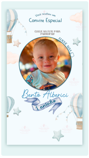 Convite Interativo e Animado Balões (com botões clicáveis e capa pdf)