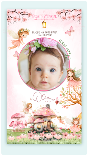 Convite Interativo e Animado Jardim Encantado Festa das Fadas (com botões clicáveis e capa pdf)