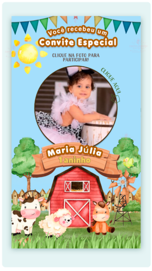 Convite Interativo e Animado Fazendinha (com botões clicáveis e capa pdf)