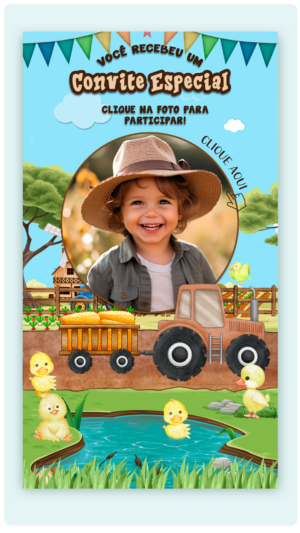 Convite Animado e Interativo Trator da Fazendinha