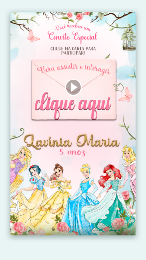 Convite Interativo e Animado Jardim das Princesas (com capa em pdf e botões clicaveis)