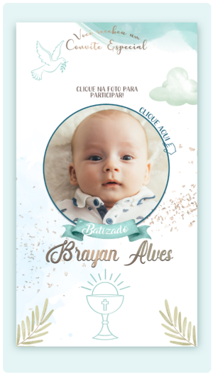 Convite Interativo e Animado Batizado Menino (com capa interativa e botões clicaveis