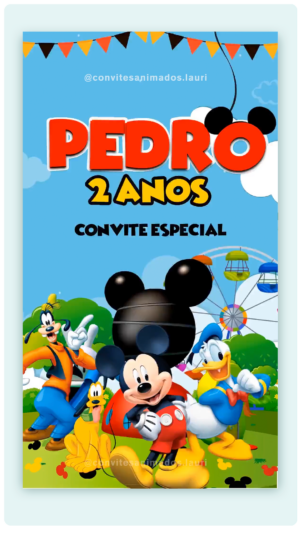 Convite Animado Turma do Mickey Mouse