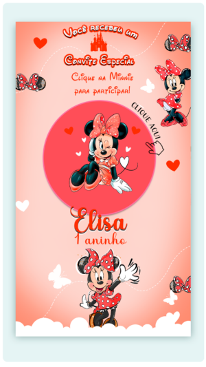 Convite Interativo e Animado Minnie Vermelha (com capa em pdf e botões clicaveis)