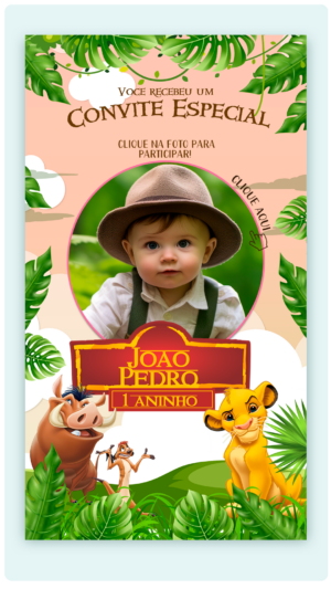 Convite Interativo e Animado Rei Leão (com capa em PDF e botões clicáveis)