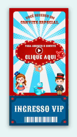 Convite Interativo e  Animado Festa No Circo (capa em PDF e botões clicáveis)