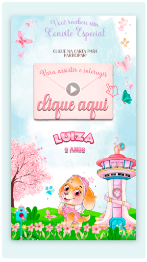 Convite Interativo e  Animado Sky, Patrulha Canina (com capa em PDF e botões clicáveis)