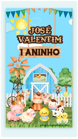 Convite Animado Fazendinha Casinha Azul