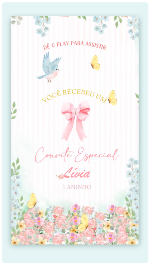 Convite Animado Jardim das Borboletas Amarelas