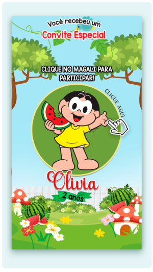 Convite Animado e Interativo Magali (com capa em PDF e botões clicáveis)