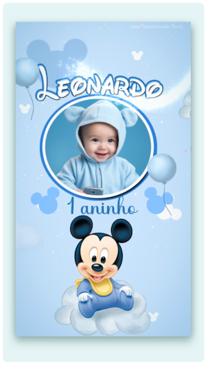 Convite Interativo e animado Mickey Baby (com capa em PDF e botões clicáveis)