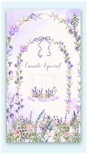 Convite Animado Jardim Lilás e Rosa
