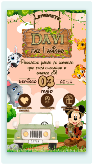 Kit Convite Animado + Lembrete Interativo em pdf com botões clicáveis