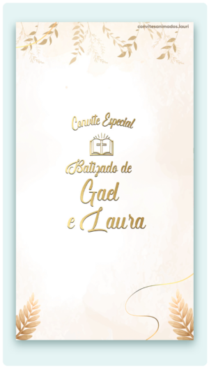 Convite Animado Batizado Cores Douradas