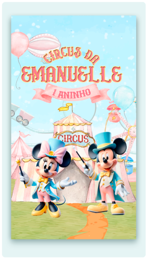 Convite Animado Circo Rosa Minnie e Mickey