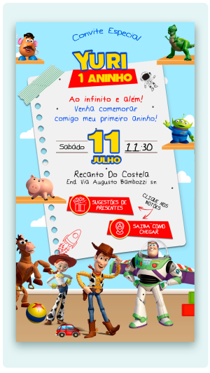 Convite Interativo Toy Story