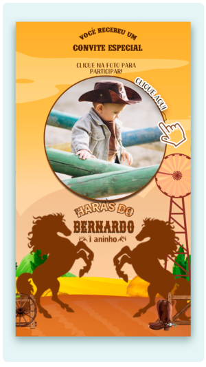 Convite Interativo e Animado Haras, Fazenda Cavalos (com capa em PDF e botões clicáveis)