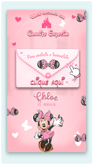 Convite Interativo e Animado Minnie Rosa (com capa em PDF e botões clicáveis)