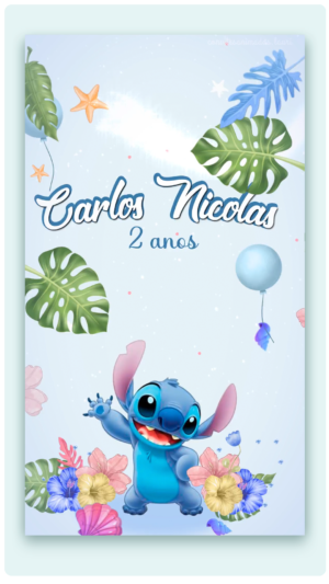 Convite Animado Stich Versão Menino