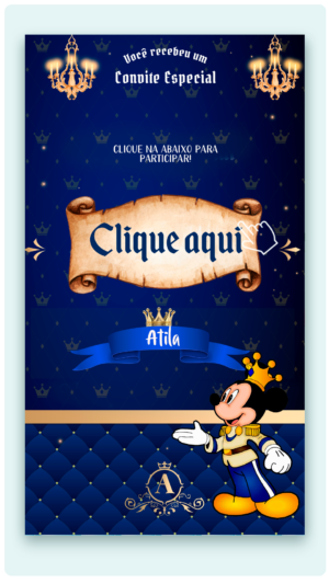 Convite Interativo e Animado Mickey Realeza