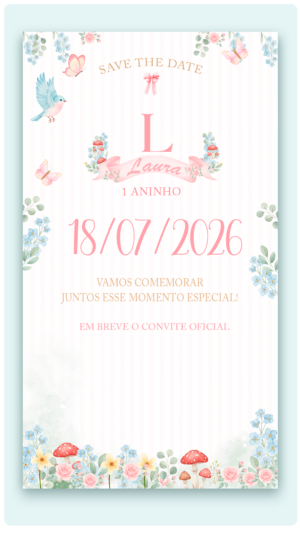 Save the Date  Animado Jardim das Borboletas e Pássaro Azul